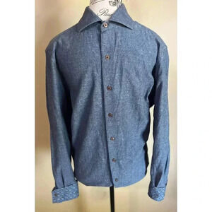 Robert Graham Tailored Fit Button Down Shirt Men's Medium Geometric Flip Cuff